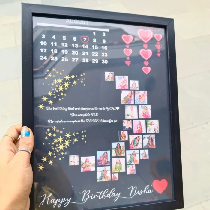 Customized Half Moon Collage Photo Frame For Birthday, Anniversary, Valentine's Day, Special