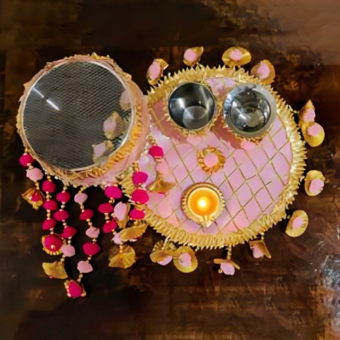 Floral Design Karwachauth Thali Set