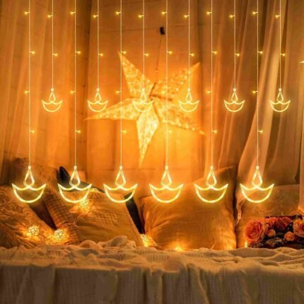 LED Diya Curtain Light For Diwali