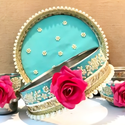 rose karwachauth thali set